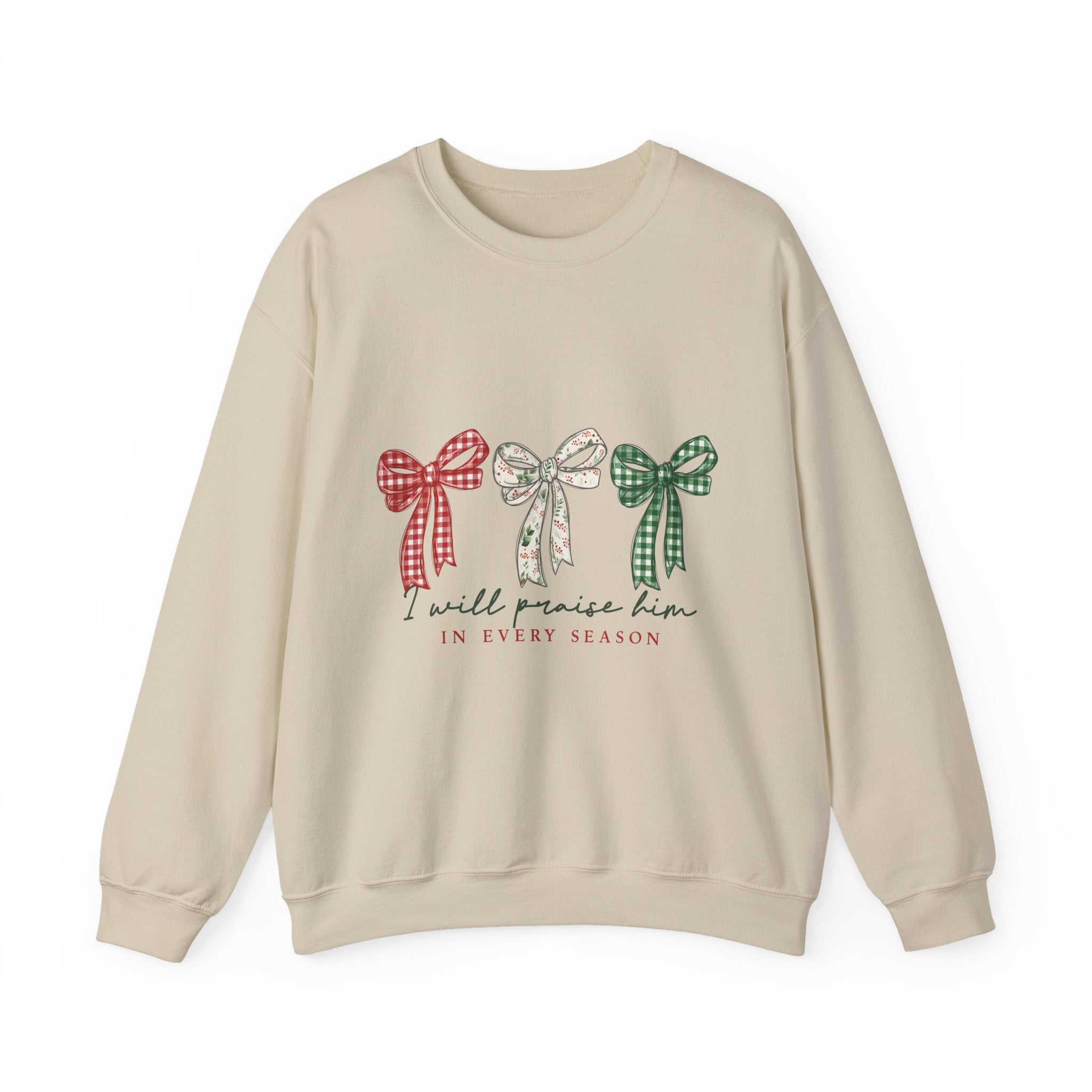 “I Will Praise Him in Every Season” Bow Sweatshirt