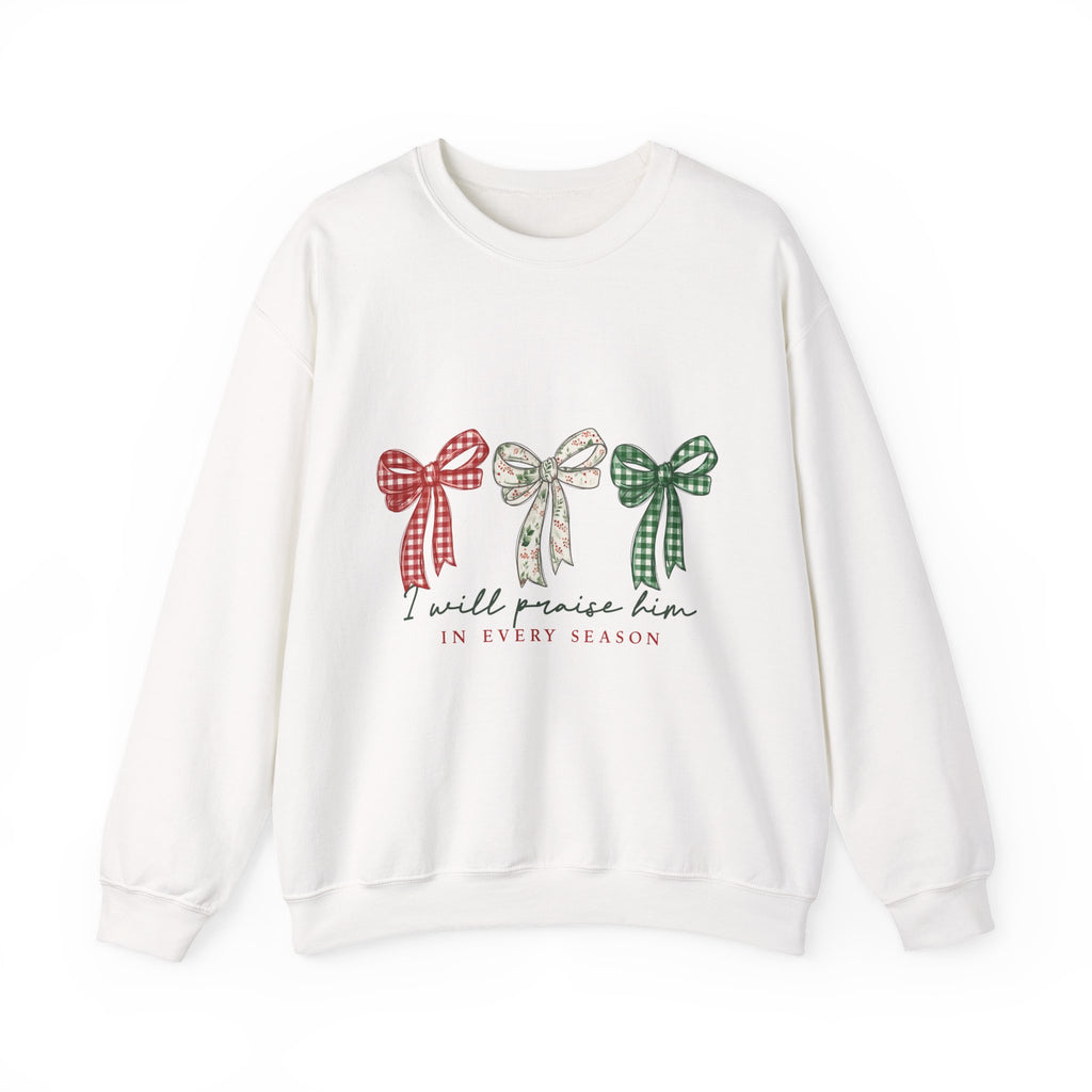 “I Will Praise Him in Every Season” Bow Sweatshirt